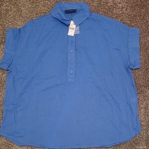 Lane Bryant Women's Blue Button Down Shirt